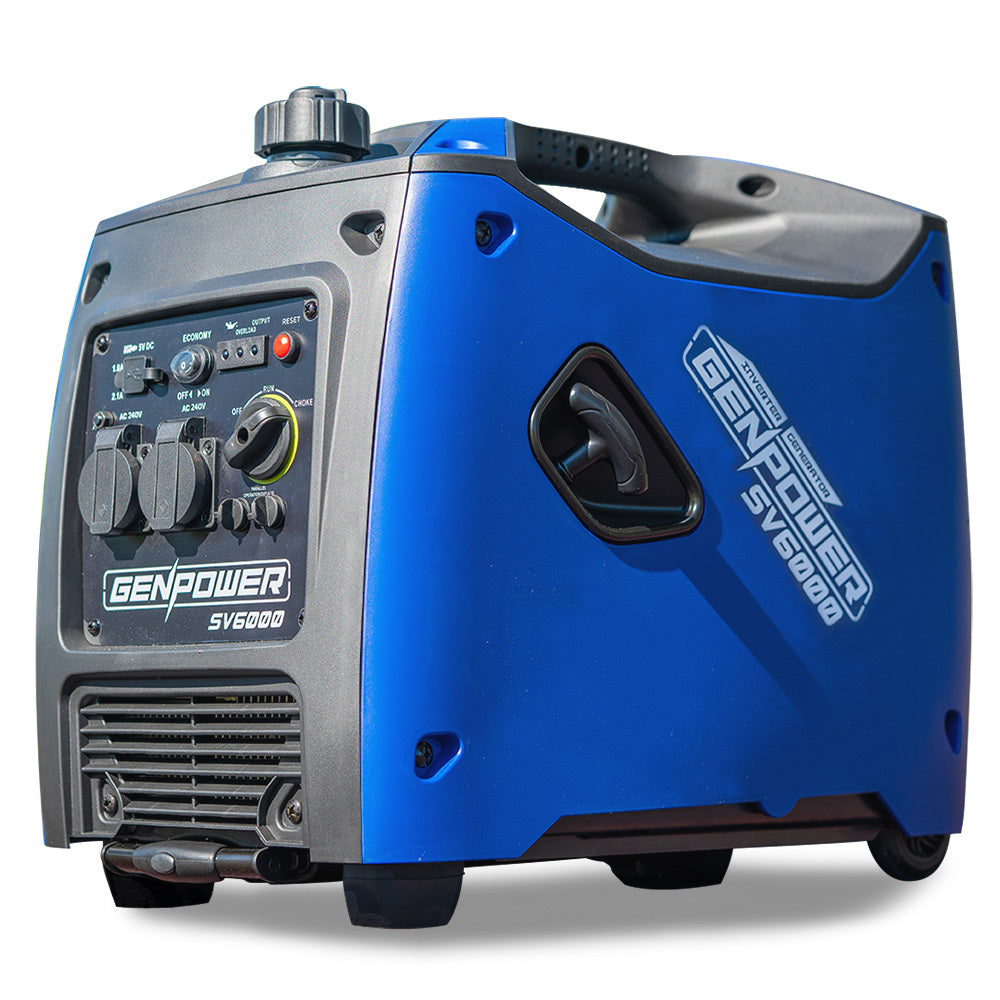 GENPOWER Inverter Generator Portable 3.5kW Max Petrol Pure Sine Wave Camping Power Station Blue