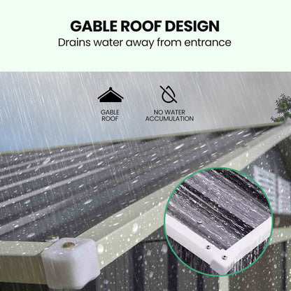 PlantCraft Galvanised Steel Garden Shed 2.58 x 3.13 x 2.02m, with 2 Sliding Doors, 4 Air Vents, Gable Roof, Floor Frame