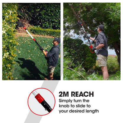 BAUMR-AG 20V SYNC Cordless Pole Saw & Hedge Trimmer Combo, 8 inch Chainsaw Pruner, Telescopic Handle, with Battery and Charger Kit