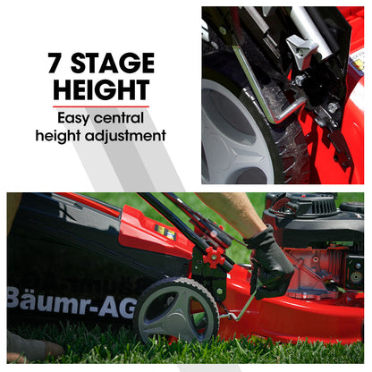 Baumr-AG Lawn Mower 139CC 17 Petrol Push Lawnmower 4-Stroke Engine Catch