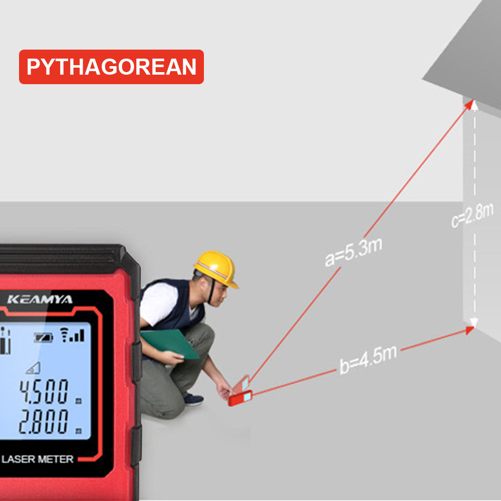 KEAMYA 40m Laser Distance Measurer Meter Range Finder Area Volume Digital