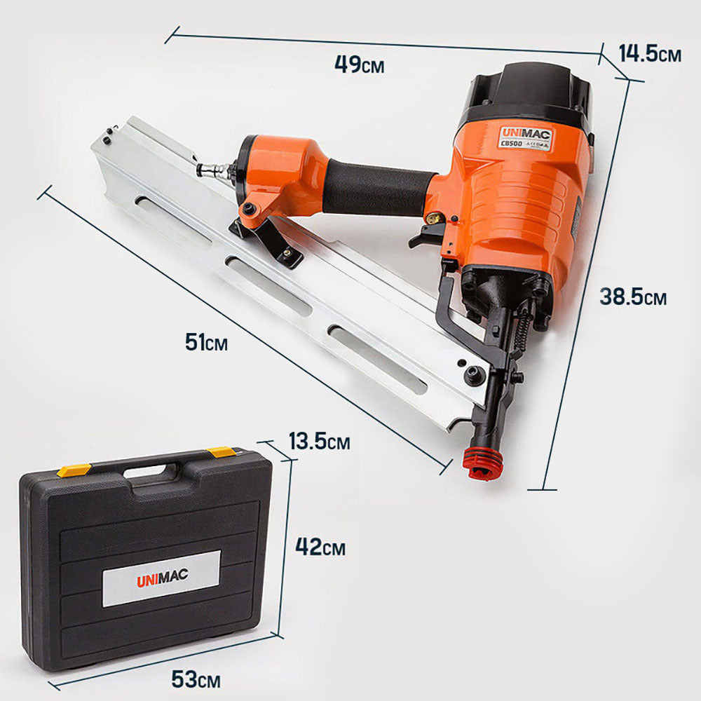 UNIMAC CB500 50-90mm 15ga Construction Framing Nail Air Gun, Heavy Duty Pneumatic Framing Nail Gun