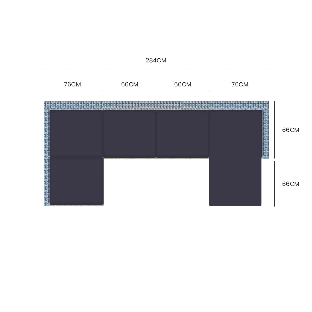 LONDON RATTAN 6 Seater Modular Outdoor Lounge Setting with Ottoman, Grey