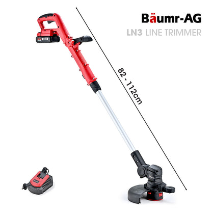 BAUMR-AG LN3 20V SYNC Cordless 2in1 Line Trimmer & Lawn Edger, with Battery and Charger Kit, Adjustable head, Guide Wheel