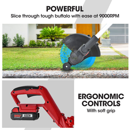 BAUMR-AG LN3 20V SYNC Cordless 2in1 Line Trimmer & Lawn Edger, with Battery and Charger Kit, Adjustable head, Guide Wheel