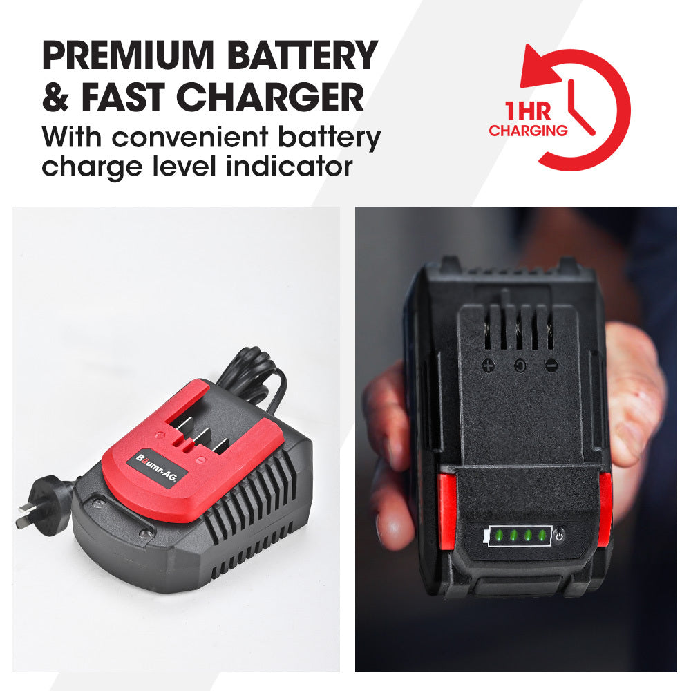 BAUMR-AG LN3 20V SYNC Cordless 2in1 Line Trimmer & Lawn Edger, with Battery and Charger Kit, Adjustable head, Guide Wheel