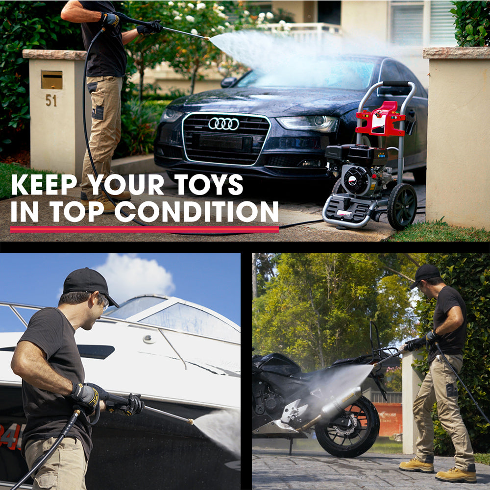 JET-USA 4800PSI Petrol Powered High Pressure Washer, w/ 30m Hose and Drain Cleaner - CX630