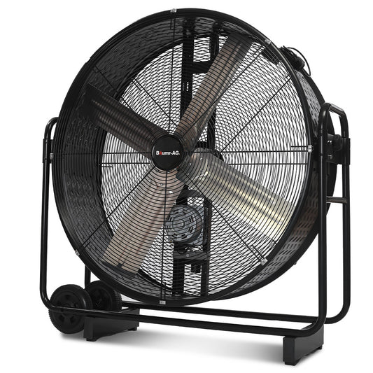 BAUMR-AG 42" 1067mm 660W Industrial Mobile Floor Drum Fan, Belt Drive, Tilting, Large, Commercial,  Heavy-duty Frame, EESS Certified
