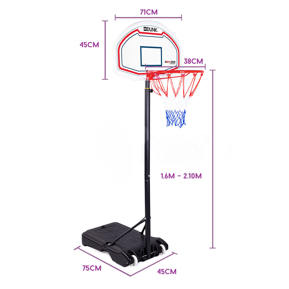 Dr.Dunk Basketball Hoop Stand System Kids Height Adjustable Portable Net Ring