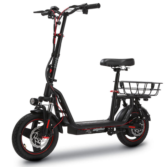 ALPHA Rover Electric Scooter with Seat, 500W 48V 25km/h 30km Range, 14-inch Tyres, Motorised Commuter eScooter for Adults, Black