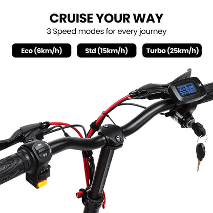 ALPHA Rover Electric Scooter with Seat, 500W 48V 25km/h 30km Range, 14-inch Tyres, Motorised Commuter eScooter for Adults, Black