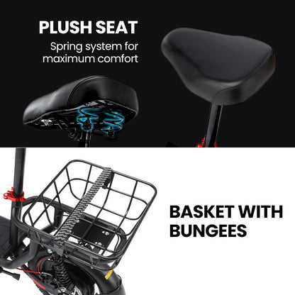 ALPHA Rover Electric Scooter with Seat, 500W 48V 25km/h 30km Range, 14-inch Tyres, Motorised Commuter eScooter for Adults, Black