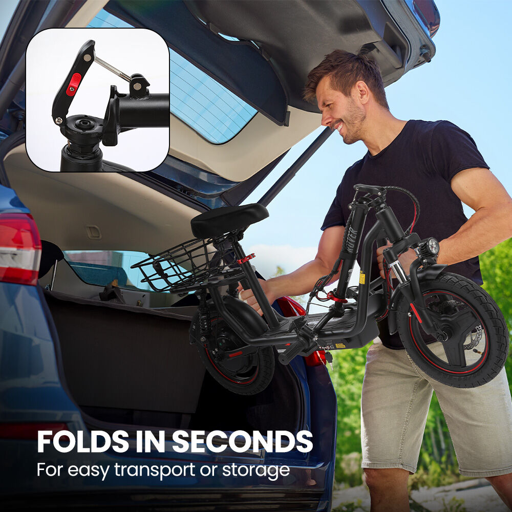 ALPHA Rover Electric Scooter with Seat, 500W 48V 25km/h 30km Range, 14-inch Tyres, Motorised Commuter eScooter for Adults, Black