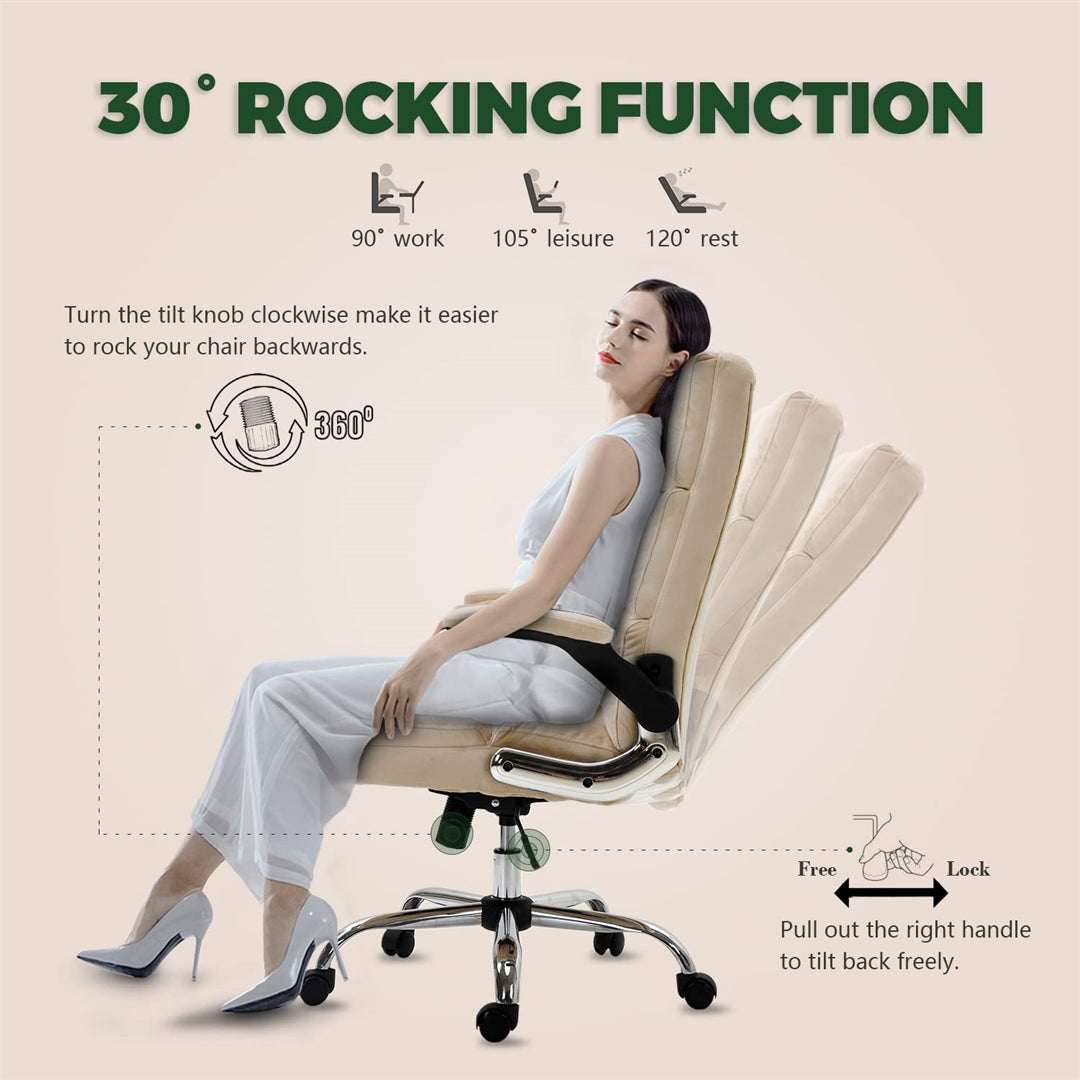 Velvet Home Ergonomic Swivel Adjustable Tilt Angle and Flip-up Arms Office Chair