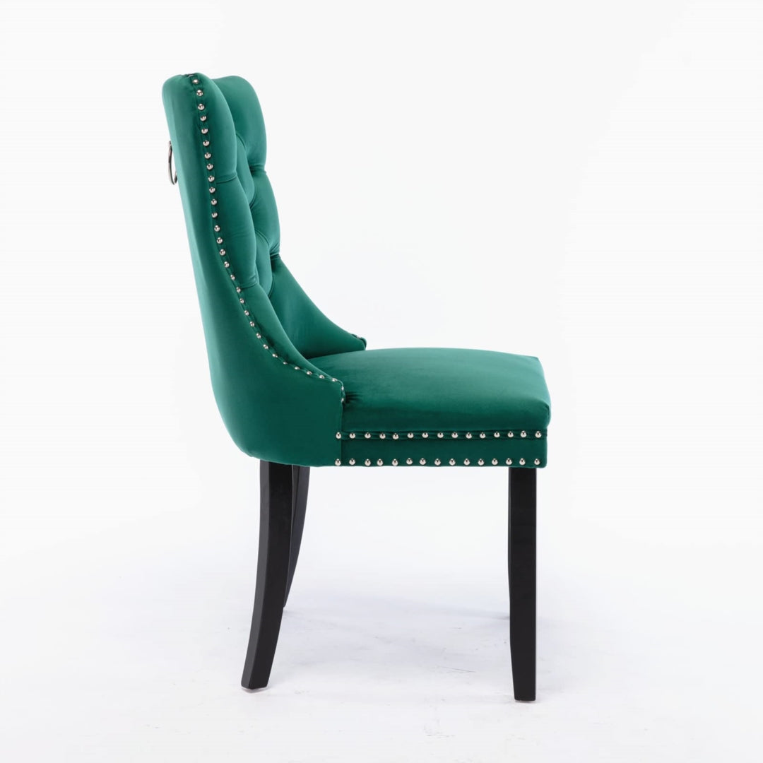 8x Velvet Dining Chairs- Green