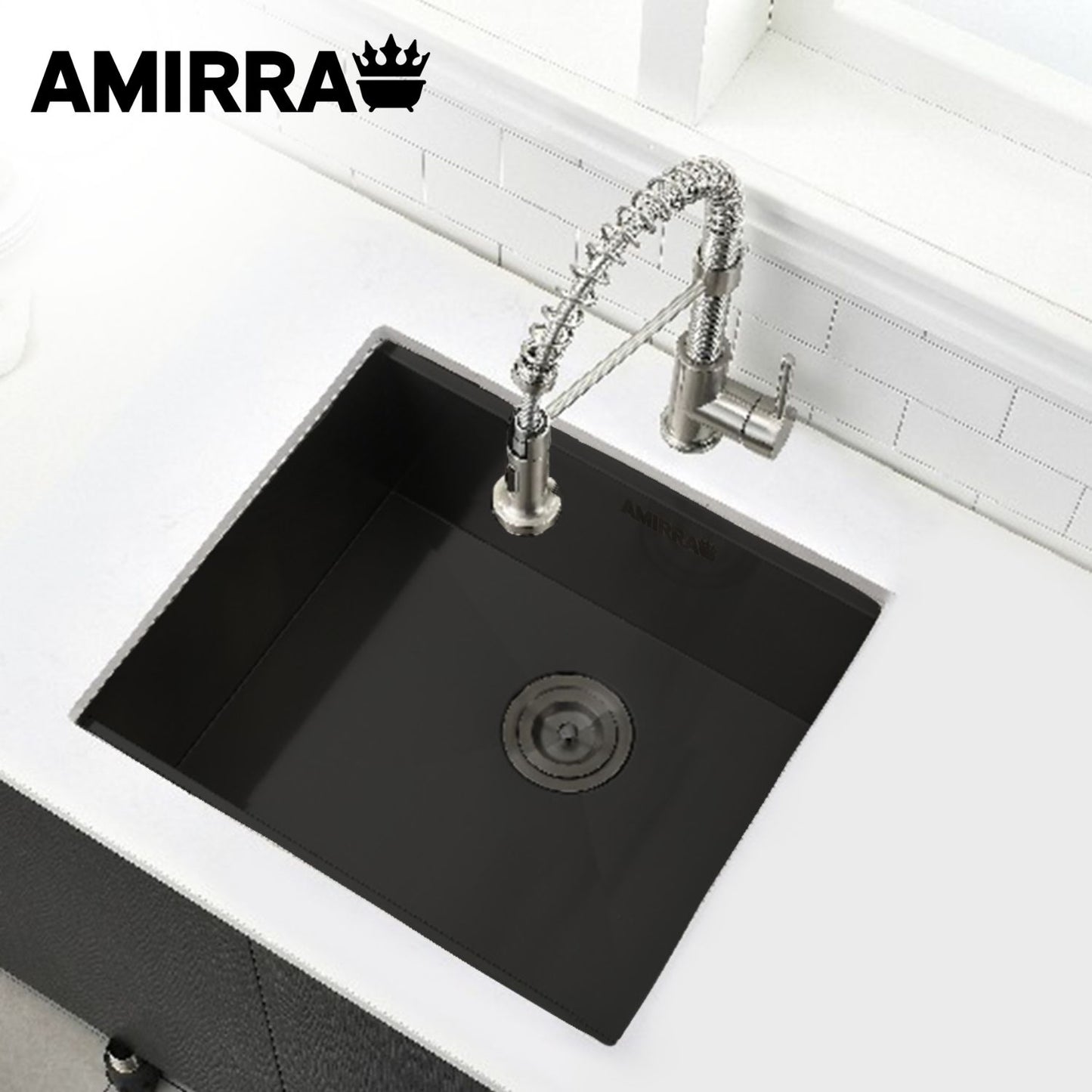 AMIRRA Kitchen Stainless Steel Sink 440mm x 440mm with Nano Coating (Silver Black) AMR-KS-101-LH