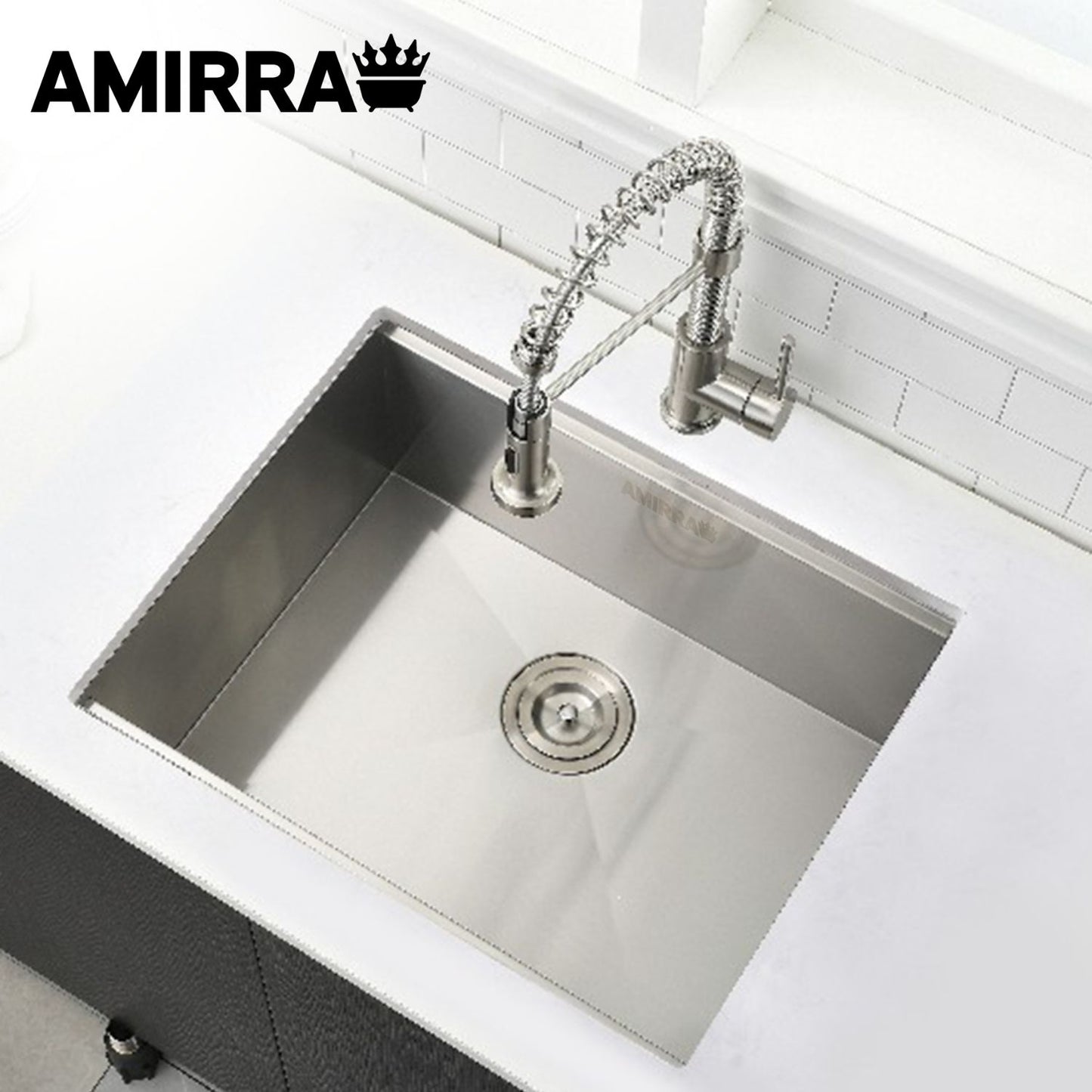 AMIRRA Kitchen Stainless Steel Sink 440mm x 340mm with Nano Coating (Silver Black) AMR-KS-103-LH