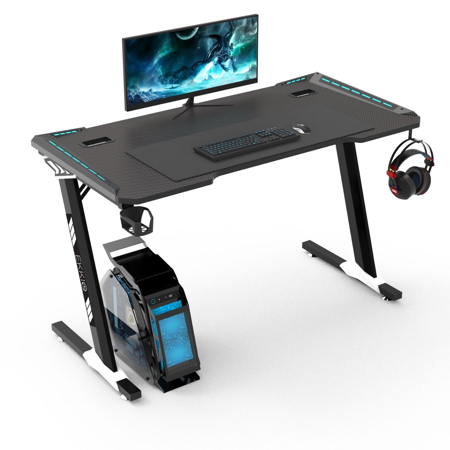 EKKIO RGB Gaming Desk Z Shape Black 120cm EK-GD-106-AL