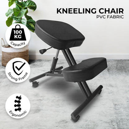 EKKIO Adjustable Ergonomic Office Kneeling Chair (Black) EK-KC-100-TH