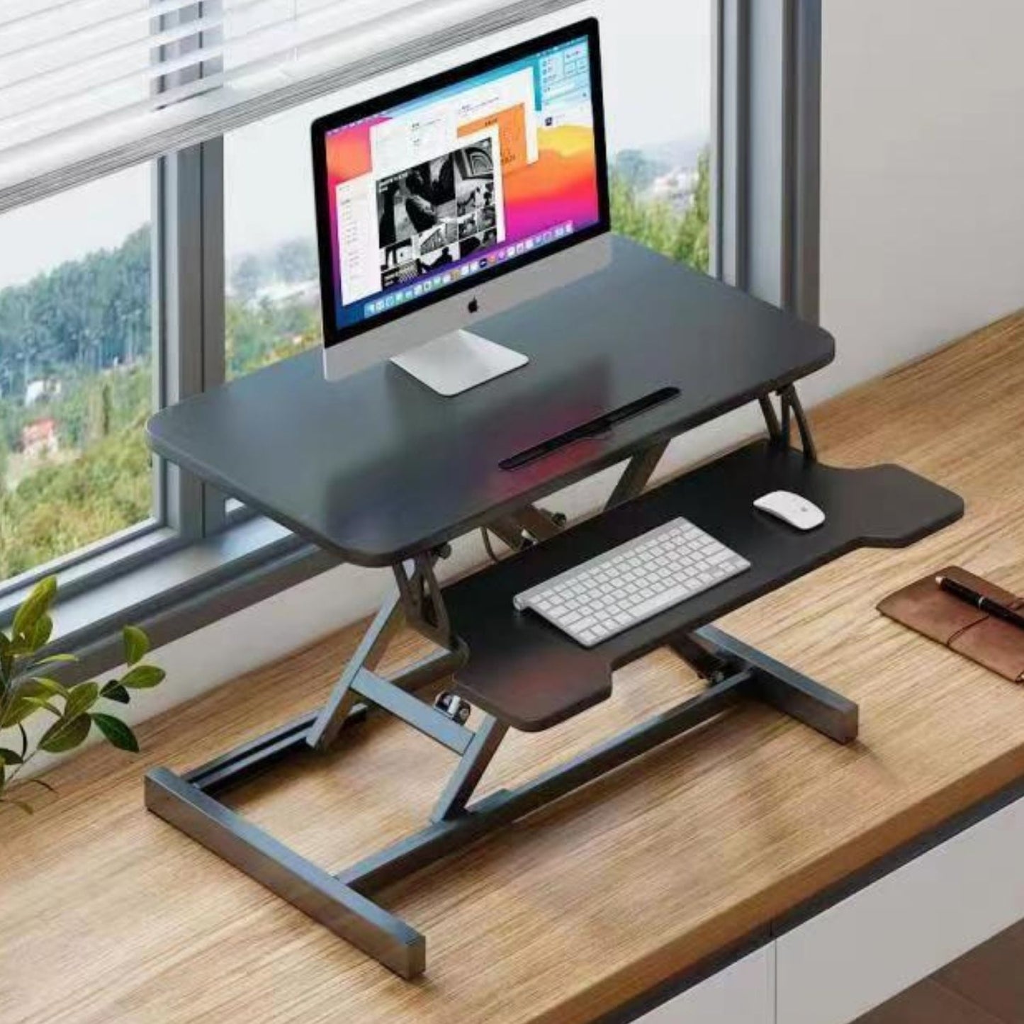 EKKIO Adjustable Standing Desk Riser Stand Up Desk Converter (Black)