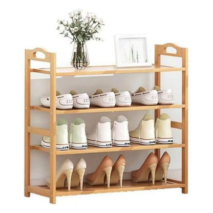 EKKIO 4 Tier Bamboo Shoe Rack Storage Organizer Stand Shelves