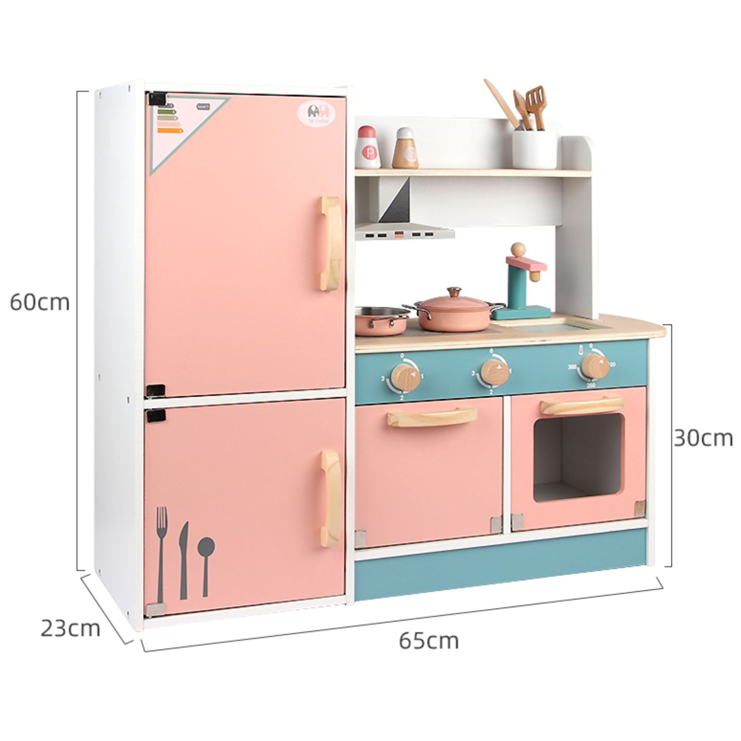 EKKIO Wooden Kitchen Playset for Kids (Refrigerator Kitchen Set) EK-KP-105-MS