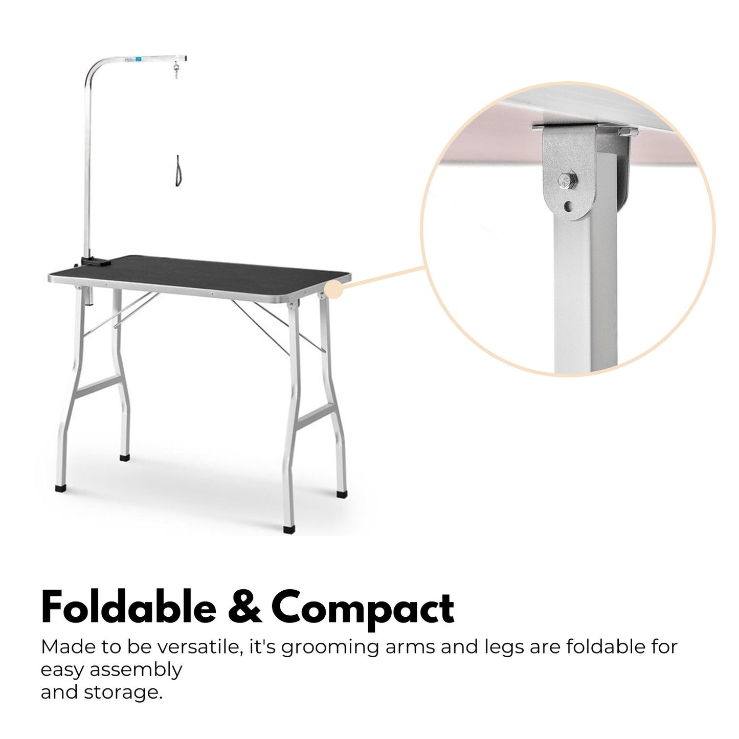 Floofi Pet Grooming Table 90cm Single Pole (Black) FI-GT-100-LZ