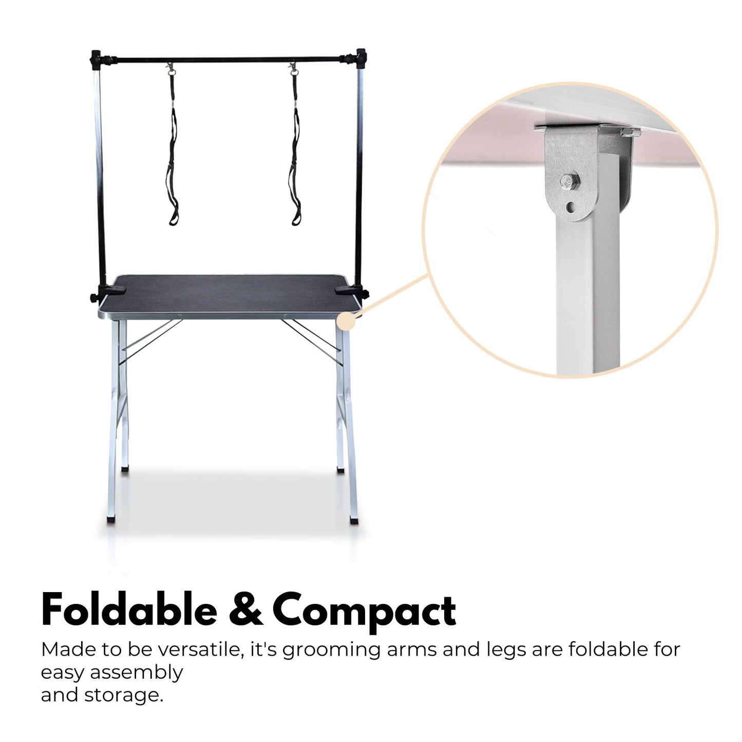 Floofi Pet Grooming Table 90cm Double Pole (Black) FI-GT-102-LZ