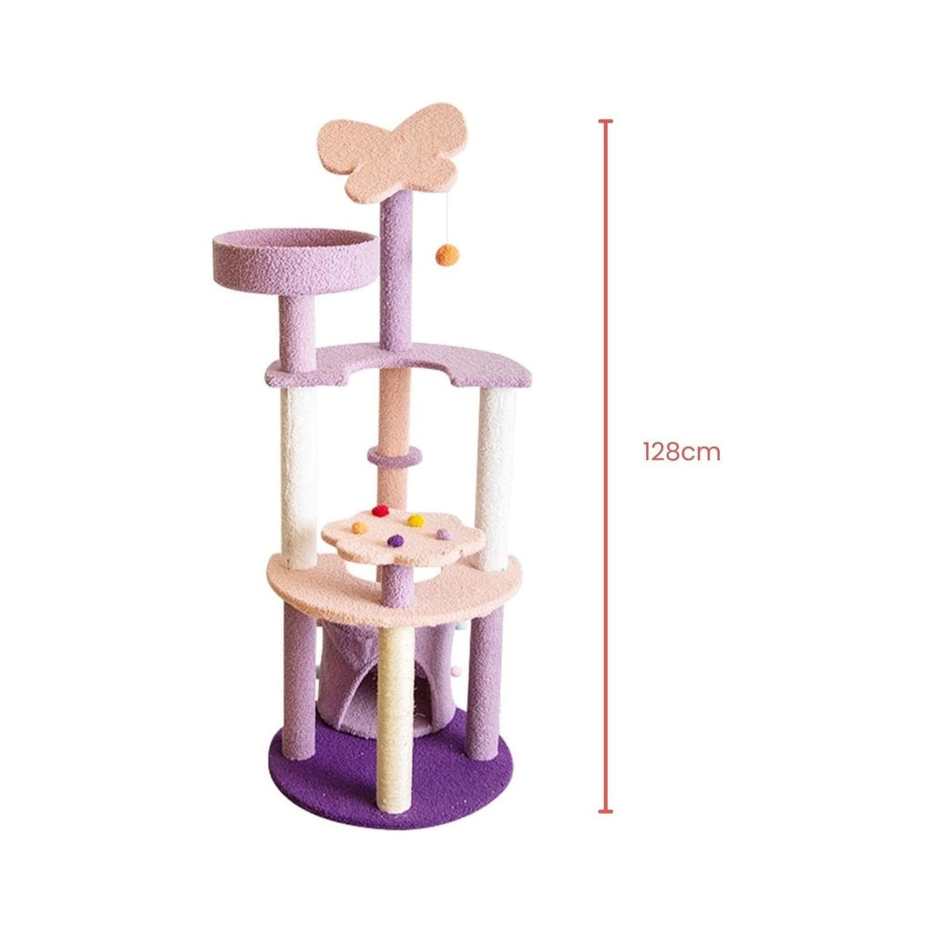 Floofi 128cm Butterfly Plush Cat Condo Cat Tree Pink Purple FI-CT-152-MM