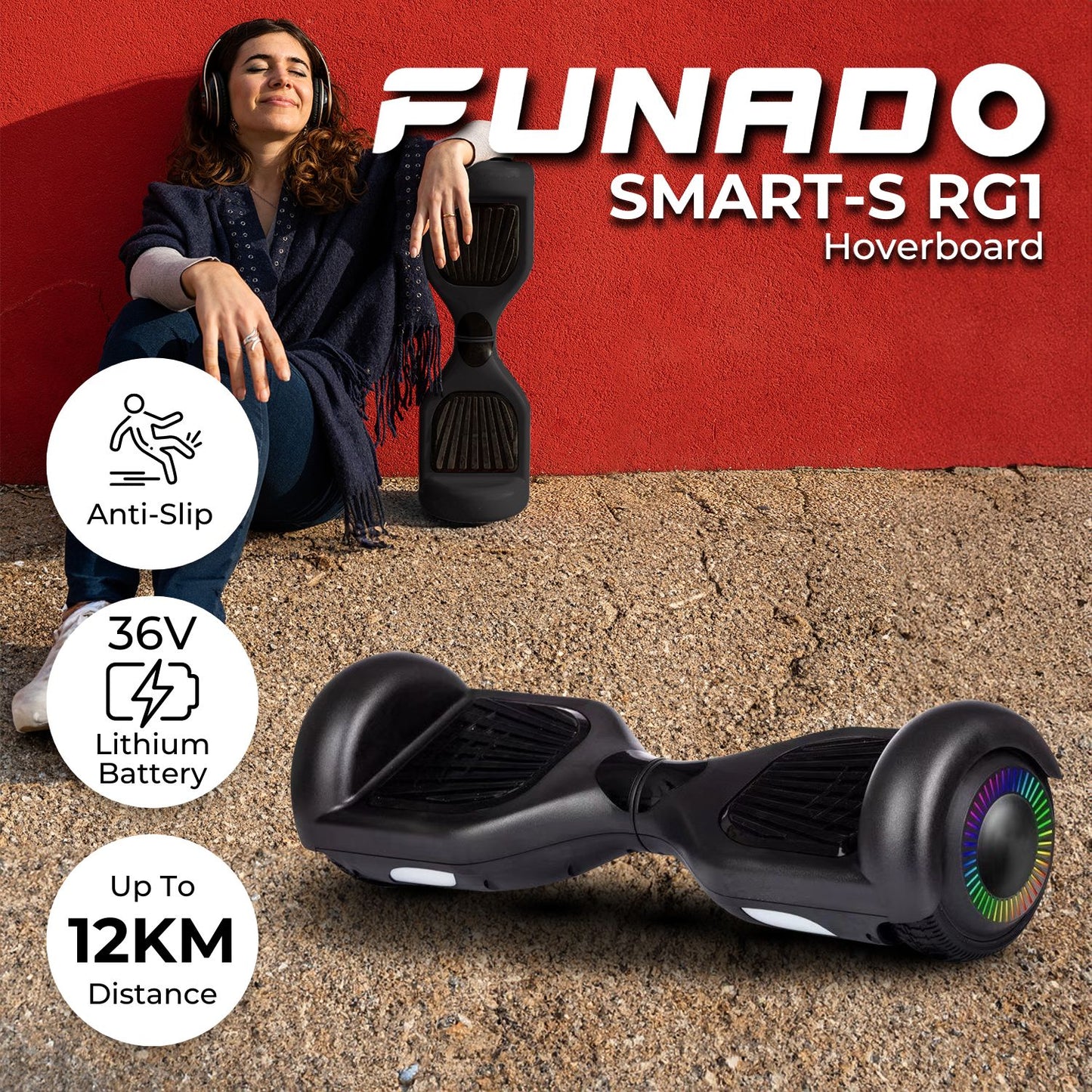 Funado Smart-S RG1 Hoverboard Black FND-HB-100-QK