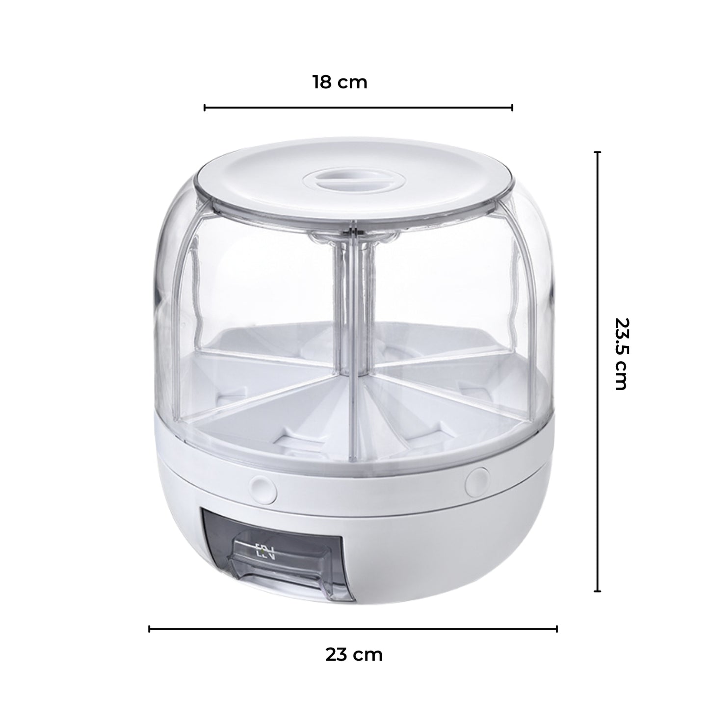 GOMINIMO 6 in 1 Rotating 360? Grain Dispenser with Lid (White)