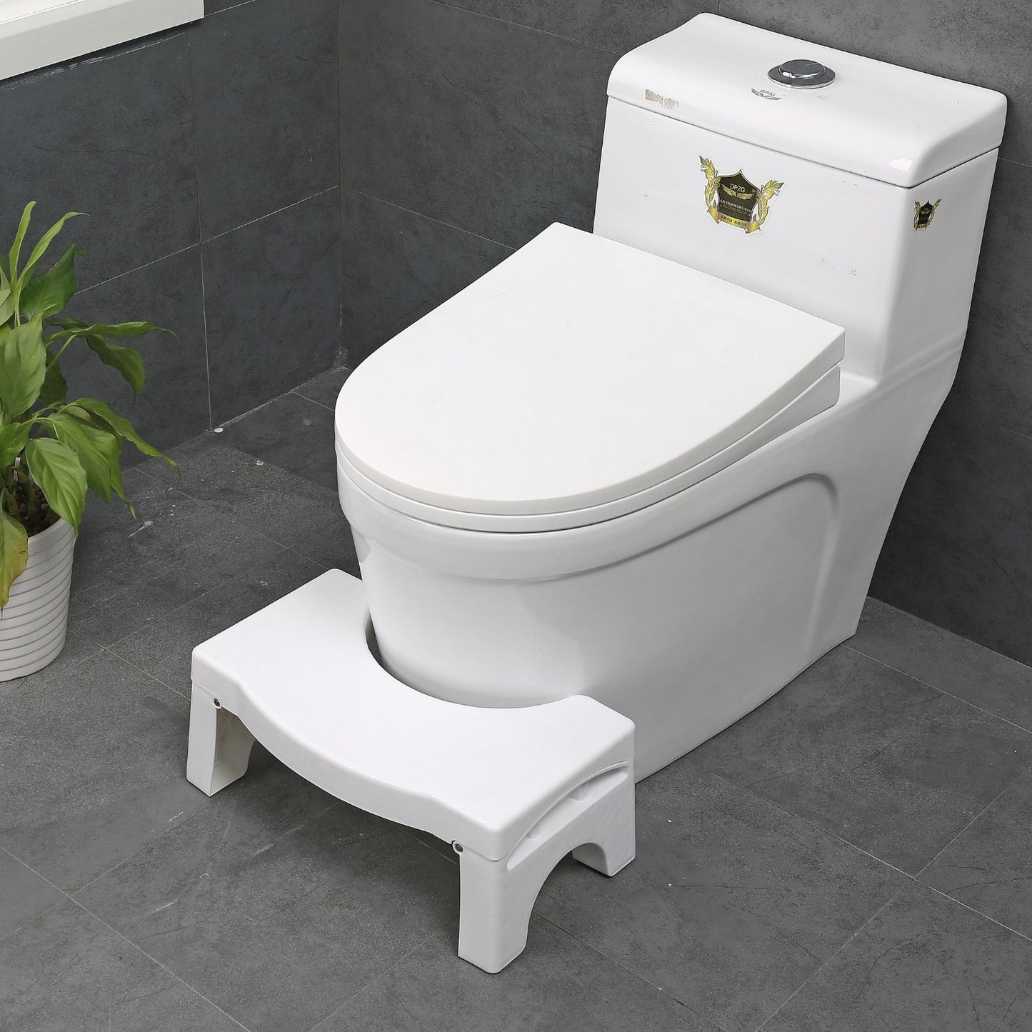 GOMINIMO Foldable Toilet Step Stool with Non-Slip Base (White) GO-TSL-100-HX