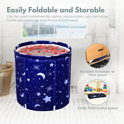 GOMINIMO Portable Foldable Bathtub Thickening with Thermal Foam 65X70cm (Star Blue) GO-FBT-100-BY