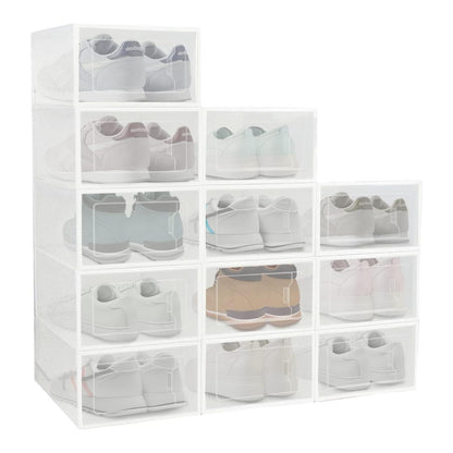 GOMINIMO Plastic Shoe Box 12PCS Medium Size (White)