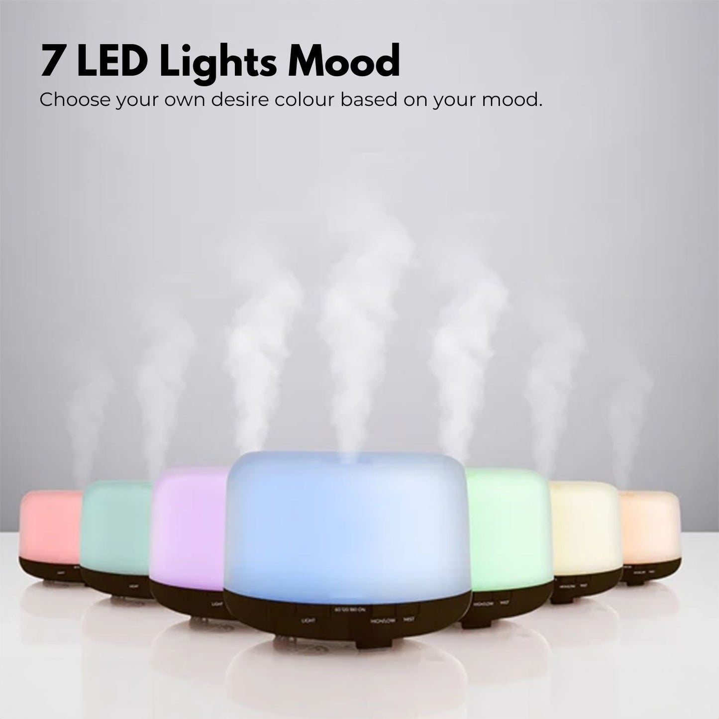 GOMINIMO 5 in1 LED Aromatherapy Essential Oil Diffuser 500ml (Dark Wood Base)