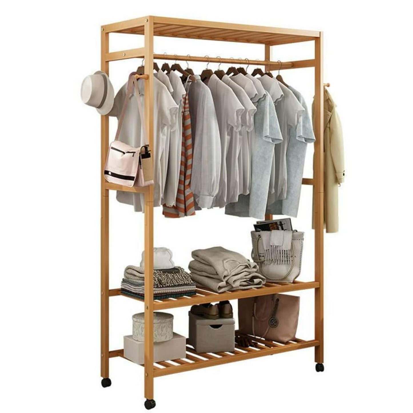 GOMINIMO Bamboo Wardrobe on Wheels 100cm