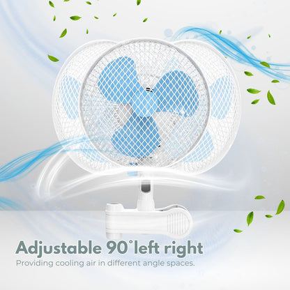 GOMINIMO Portable Oscillating Clip Fan With 2 Speed (White+Blue)GO-CF-102-YZ