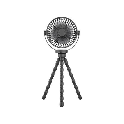 GOMINIMO 5000mAh Rechargeable Clip Fan with Flexible Tripod (Black)