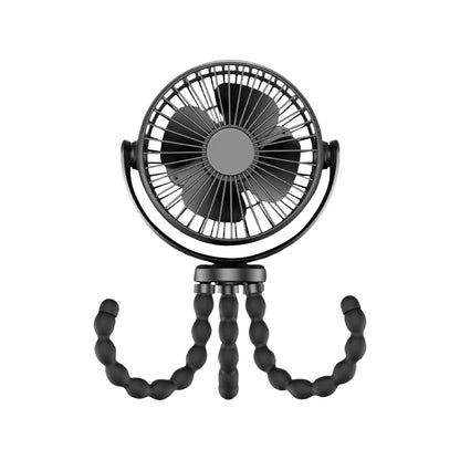 GOMINIMO 5000mAh Rechargeable Clip Fan with Flexible Tripod (Black)