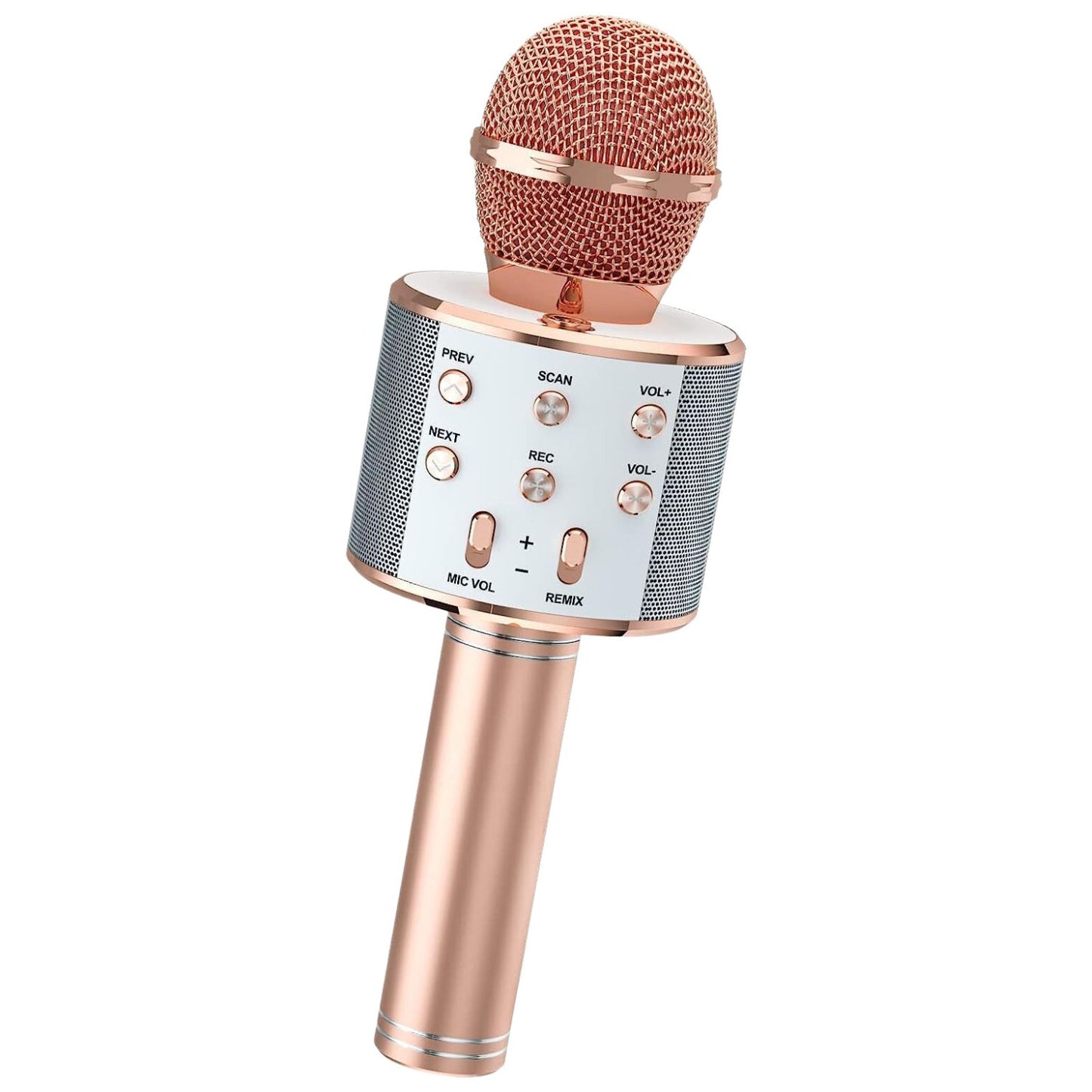 GOMINIMO 4 in 1 Wireless Bluetooth Karaoke Microphone with Record Rose Gold