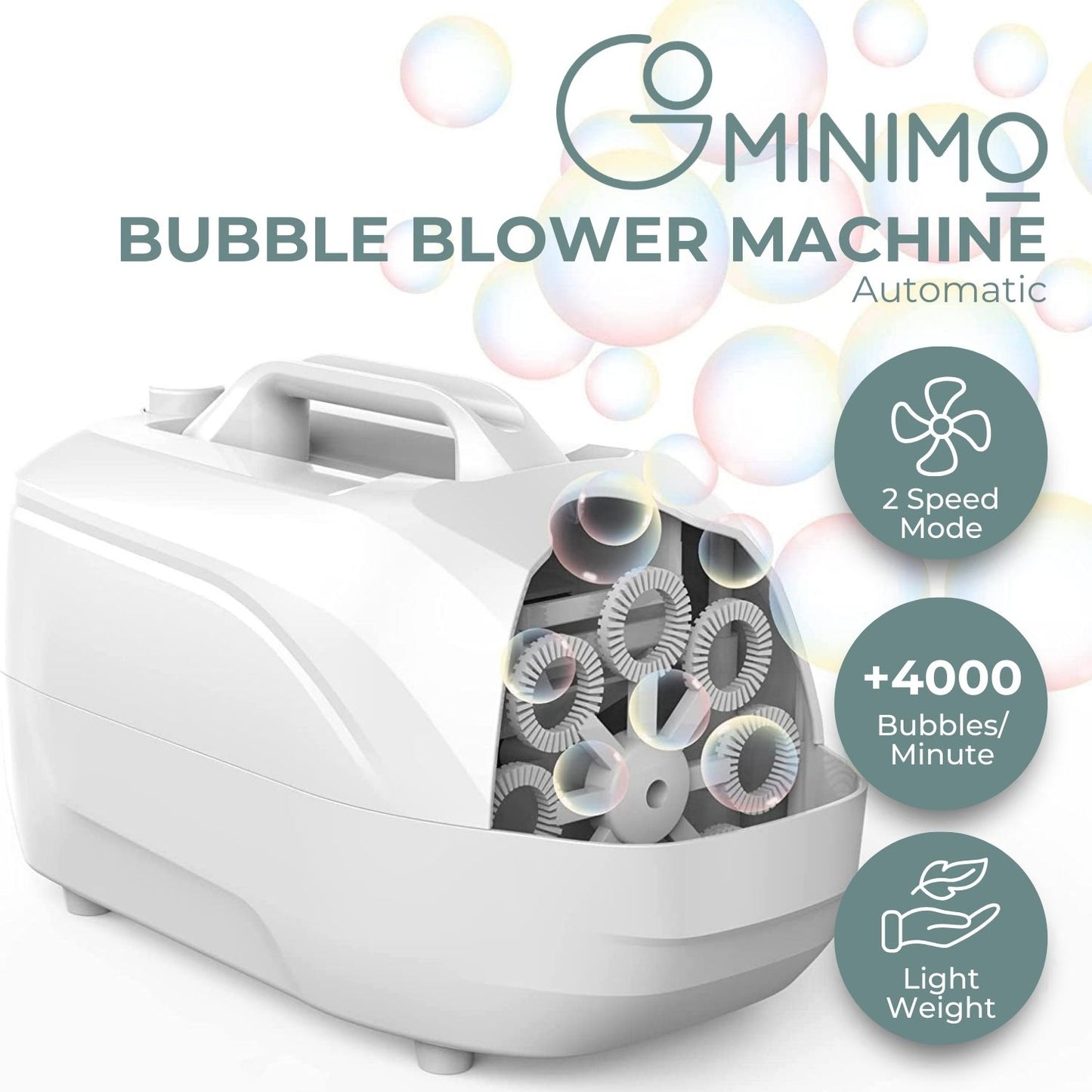 GOMINIMO Automatic Bubble Blower Machine for Kids (White) GO-ABBM-101-JH