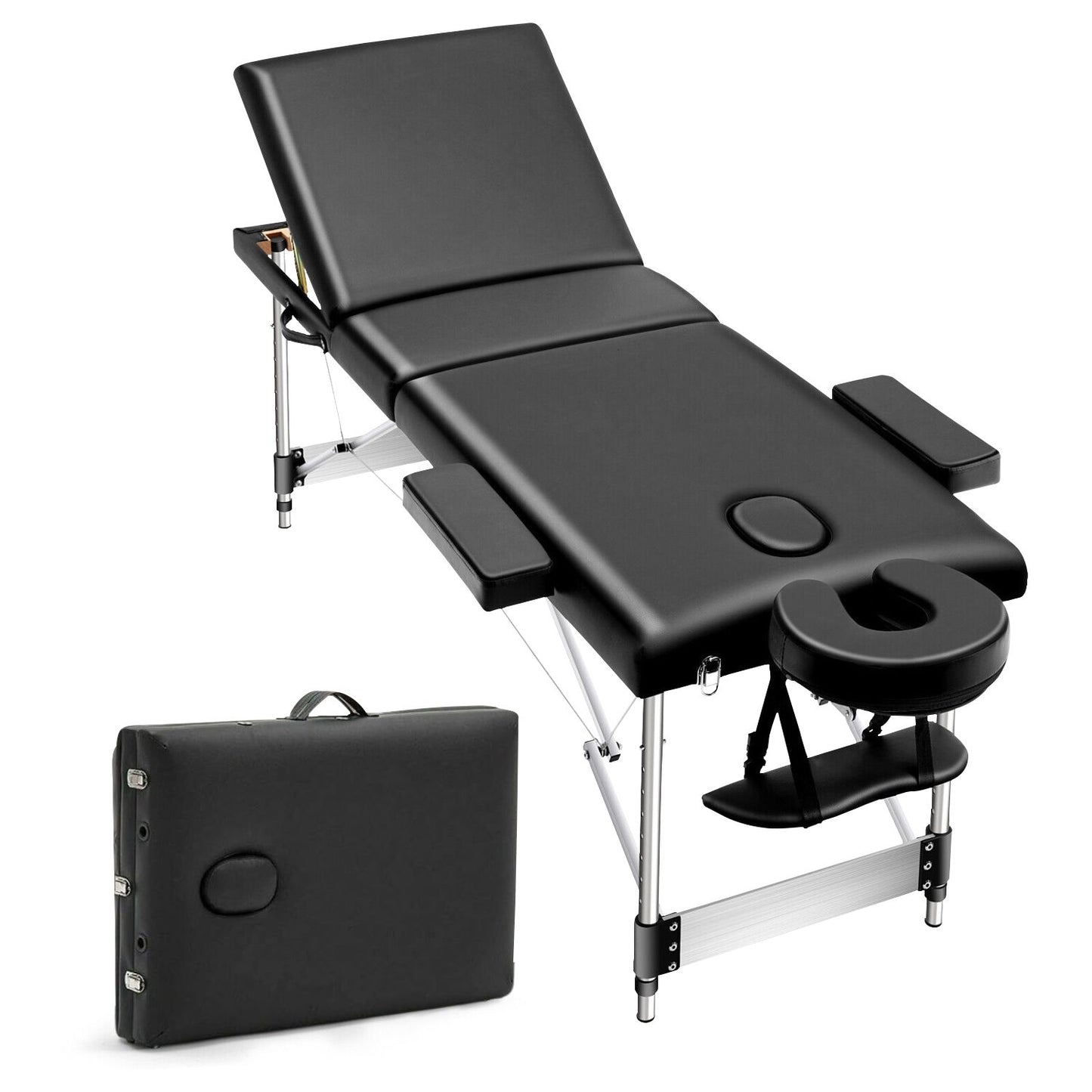 ONIREST 3 Fold Adjustable Portable Massage Bed (Black)OR-MTP-100-NS