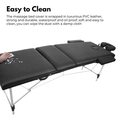 ONIREST 3 Fold Adjustable Portable Massage Bed (Black)OR-MTP-100-NS