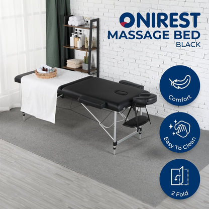 ONIREST 2 Fold Adjustable Portable Massage Bed (Black)