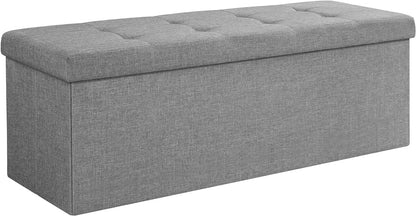 SONGMICS 110cm Storage Ottoman Bench Light Grey