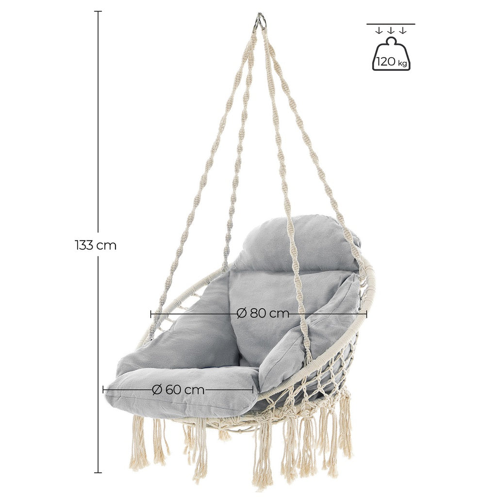 SONGMICS Hammock Hanging Chair with Cushion Gray