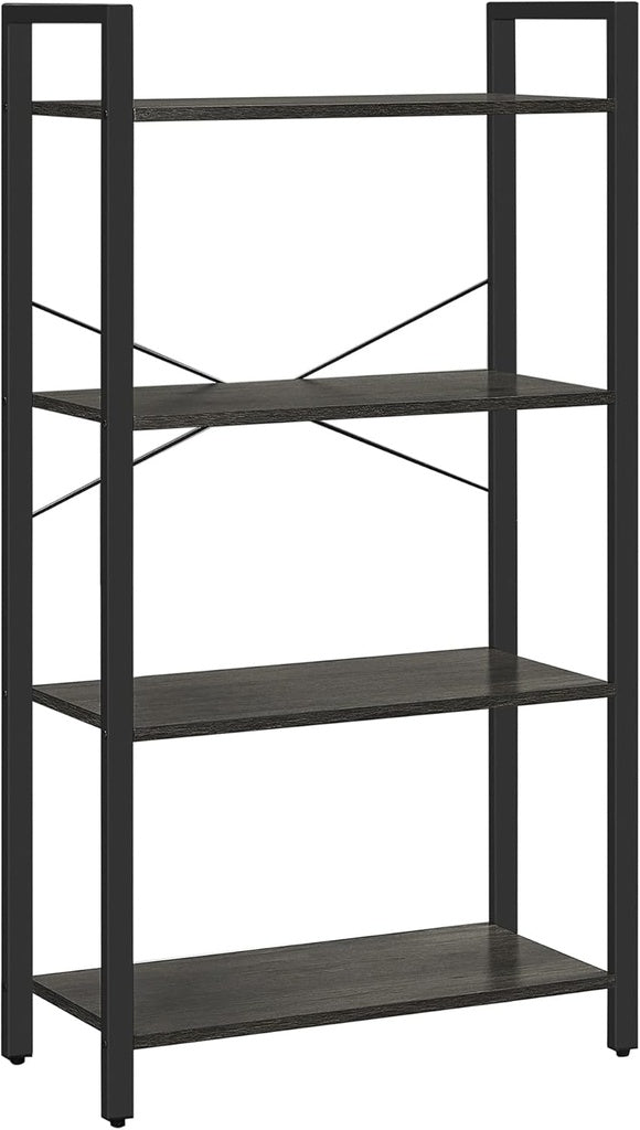 VASAGLE 4 Tier Bookshelf Industrial Style Charcoal Grey and Black