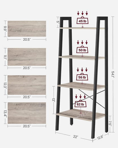 VASAGLE Ladder Shelf 4-Tier Greige and Black LLS44MBV2