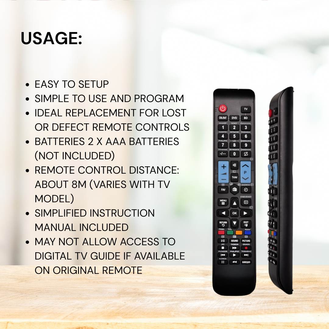 Universal Smart TV Remote Control Replacement - Compatible With Many Brands