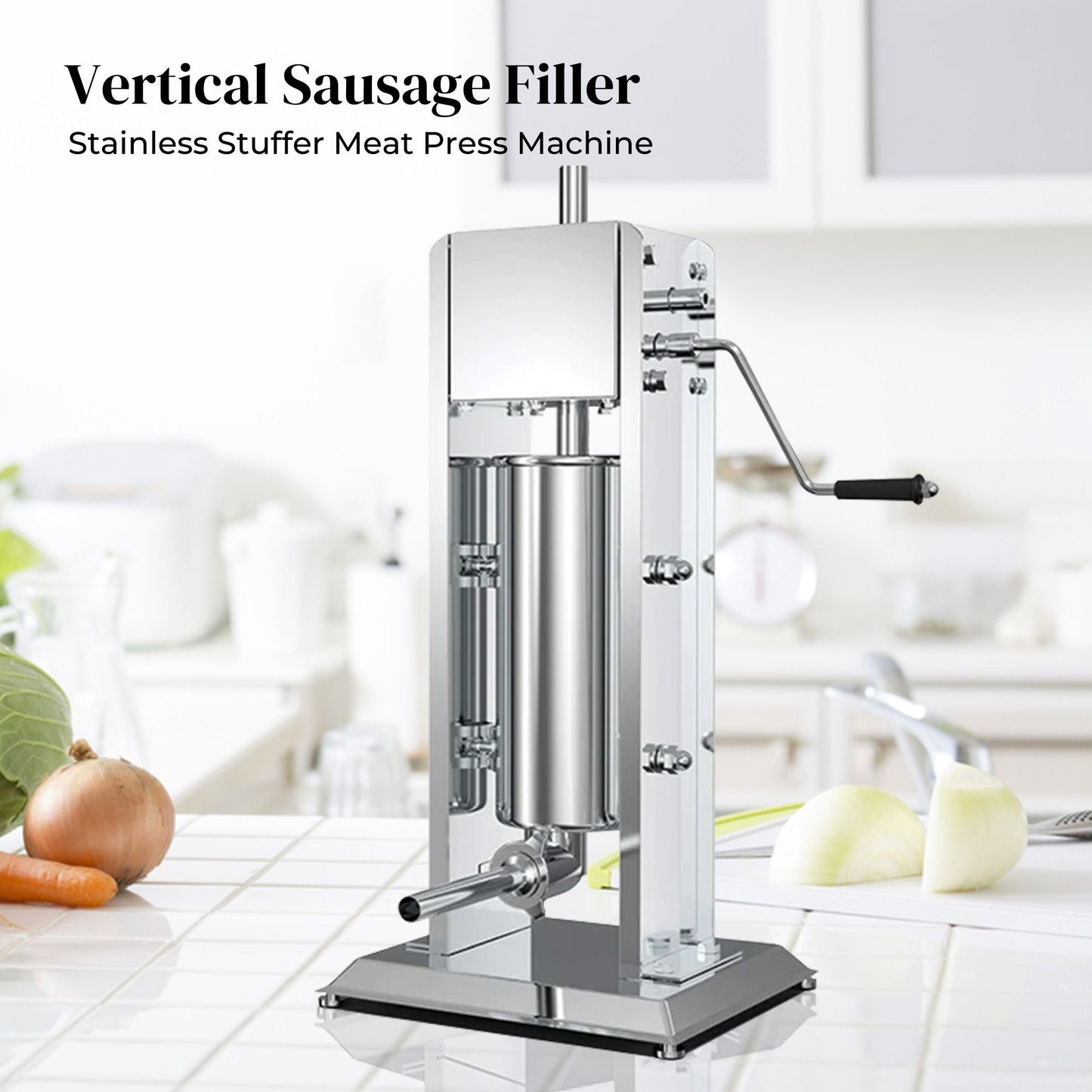 5L Manual Vertical Sausage Filler - Stainless Stuffer Meat Press Machine